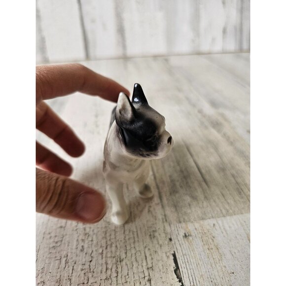 Vintage boxer‎ puppy statue porcelain figurine black white decor - Picture 5 of 8